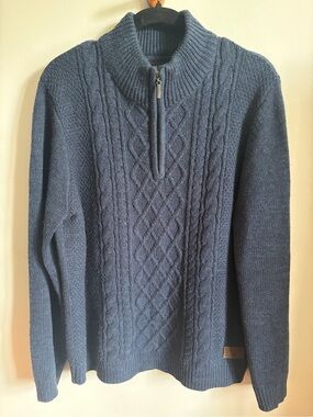 Emerald Isle Knitwear Navy Cable-Knit Half-Zip Sweater